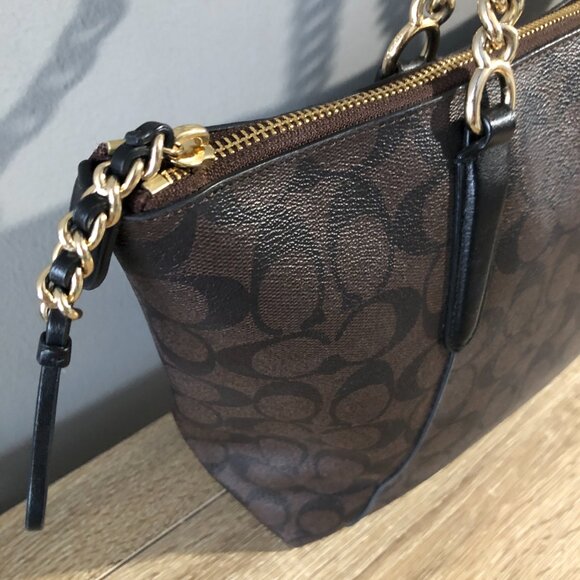 Coach Ava Chain in Signature Brown Black Shoulder Tote Bag MSRP $395 - Picture 11 of 15